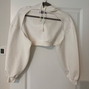 Urban Outfitters Cropped Hoodie in Off-White/Cream